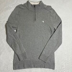 Abercrombie & Fitch SoftAF Women's Medium 1/4 Zip Knit Sweater Heather Gray